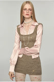 Stretchy Herringbone Satin Shirt