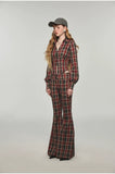 Plaid V-neck Fishbone Shirt