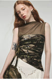 Camouflage Sequin Mesh Tank Top