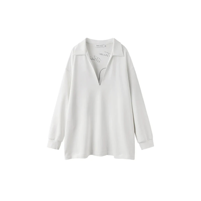 Deep V-Neck Knit T-shirt
