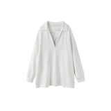 Deep V-Neck Knit T-shirt
