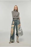 Rhinestone High Neck Long Sleeve T-Shirt