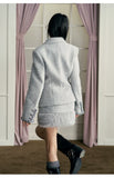 Woolen Padded Shoulder Blazer & Skirt Set