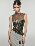 Camouflage Sequin Mesh Tank Top