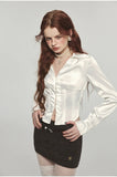 Stretchy Herringbone Satin Shirt
