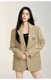 Black & Khaki Suit Collar Bow-tie Blazer