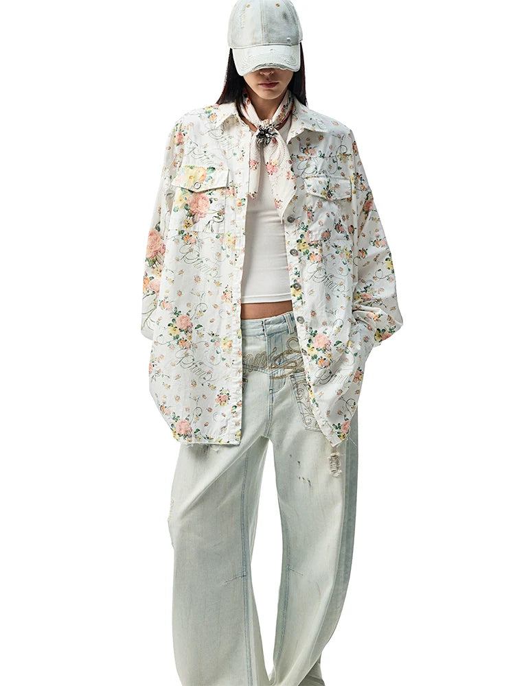 Patchwork Floral Washed Cotton-Linen Shirt