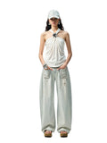 High-Elastic V-Neck Knotted Acetate Camisole