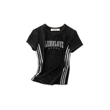 Vintage Washed Patchwork Striped Slim Fit T-Shirt