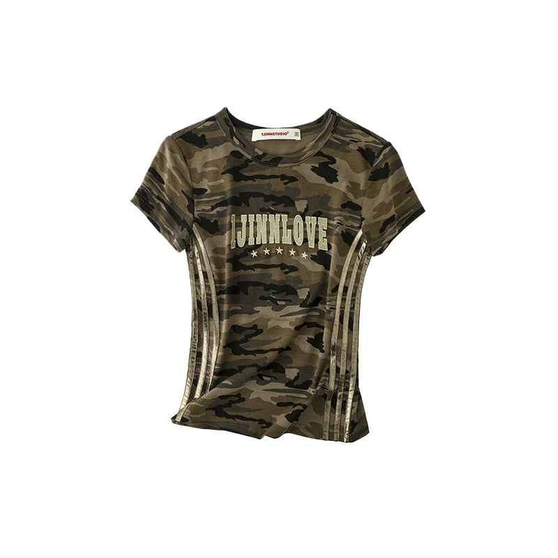 Vintage Washed Patchwork Striped Slim Fit T-Shirt