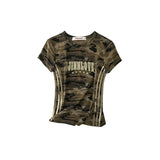 Vintage Washed Patchwork Striped Slim Fit T-Shirt