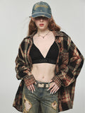Tie-dye Plaid Shirt & Mini Skirt Set