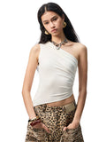 Irregular Multi-Wear Ruched Acetate T-Shirt
