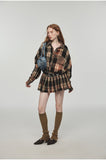 Tie-dye Plaid Shirt & Mini Skirt Set