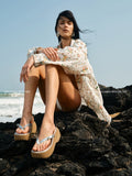 Platform Wedge Leather Flip-Flops