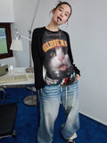 Printed Knitted Raglan-Sleeve T-Shirt