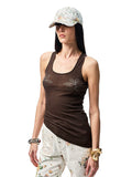 Floral Rhinestone Semi-Sheer I-shaped Tank Top