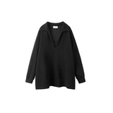 Deep V-Neck Knit T-shirt