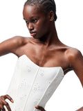 Jacquard Fishbone Strapless Sexy Swimsuit