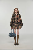 Tie-dye Plaid Shirt & Mini Skirt Set