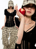 Distressed V-Neck Irregular Cover-Up Blouse