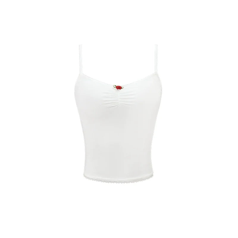 Pleated Lace Waist-cinched Tank Top