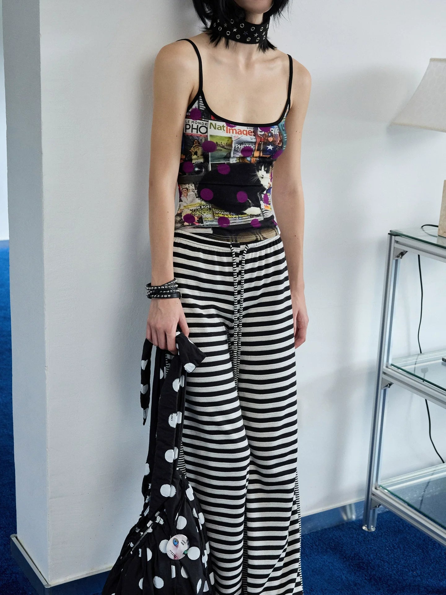 Polka Dot Cat Dog Color-Blocking Camisole