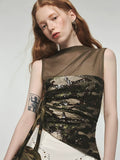 Camouflage Sequin Mesh Tank Top