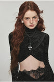 Velvet Turtleneck Crossed Blouse