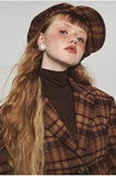 Plaid Slim-fit Waist-tie Blazer