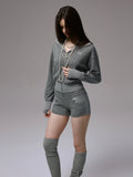 Double-Slider Small Polka Dot Devil Horn Hoodie