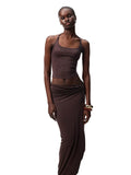 Large Round-Neck Knot Acetate Tank Top & Skirt Set