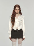 Stretchy Herringbone Satin Shirt
