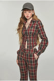 Plaid V-neck Fishbone Shirt