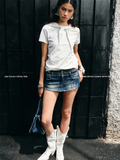 Hooded Bow Solid-Color T-shirt