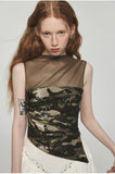 Camouflage Sequin Mesh Tank Top