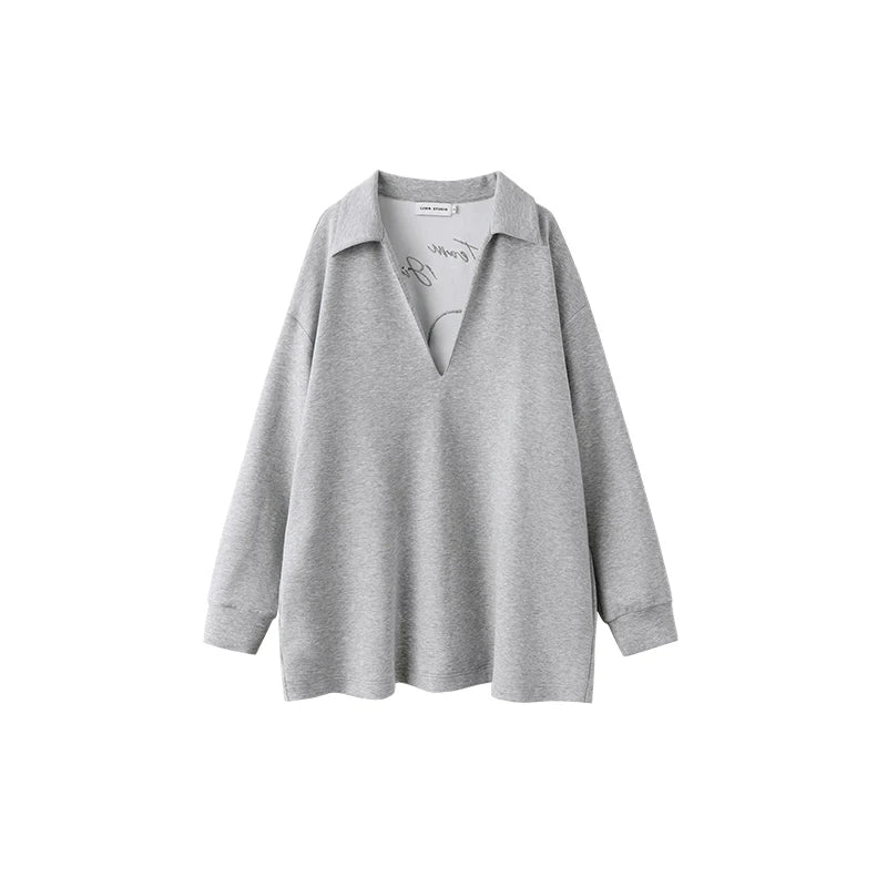 Deep V-Neck Knit T-shirt