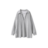 Deep V-Neck Knit T-shirt