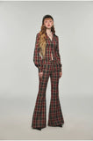 Plaid V-neck Fishbone Shirt