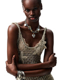 Hand-Crocheted Starfish Strappy Knotted Vest
