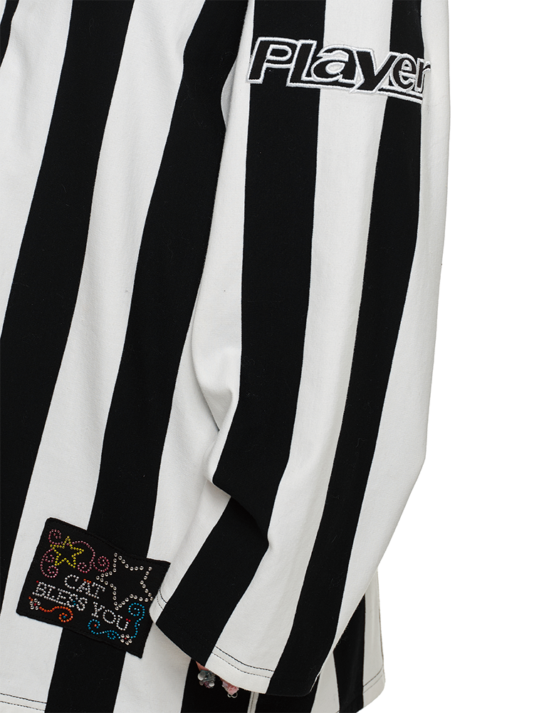 Black & White Striped Polo Shirt