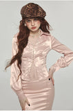 Stretchy Herringbone Satin Shirt