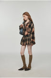 Tie-dye Plaid Shirt & Mini Skirt Set