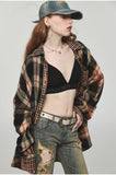 Tie-dye Plaid Shirt & Mini Skirt Set