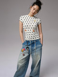 Cats & Dogs Love Polka Dot Print T-Shirt