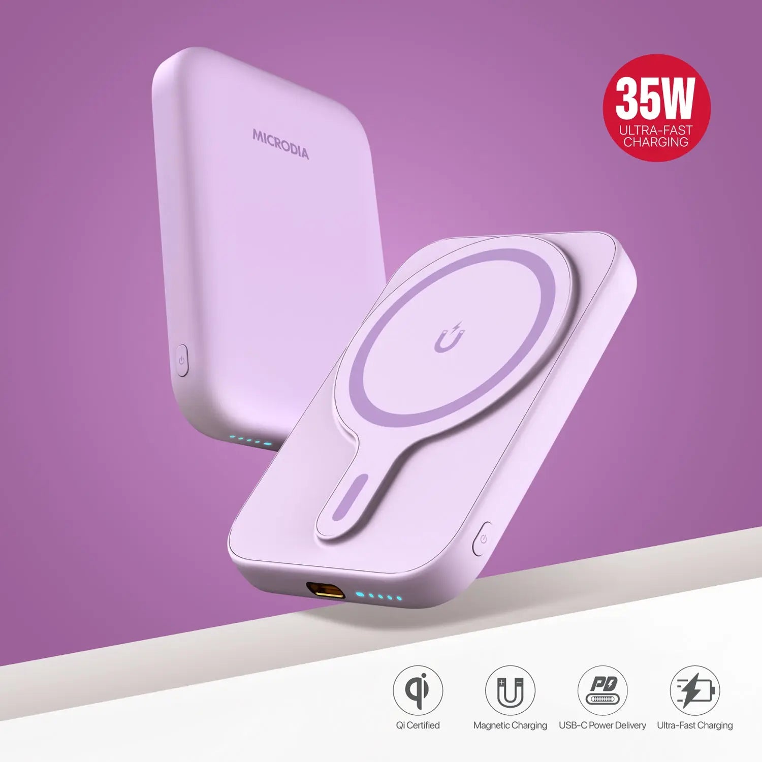 MICRODIA SNAPPower™ Anchor, беспроводной магнитный внешний аккумулятор, 10000 мА·ч