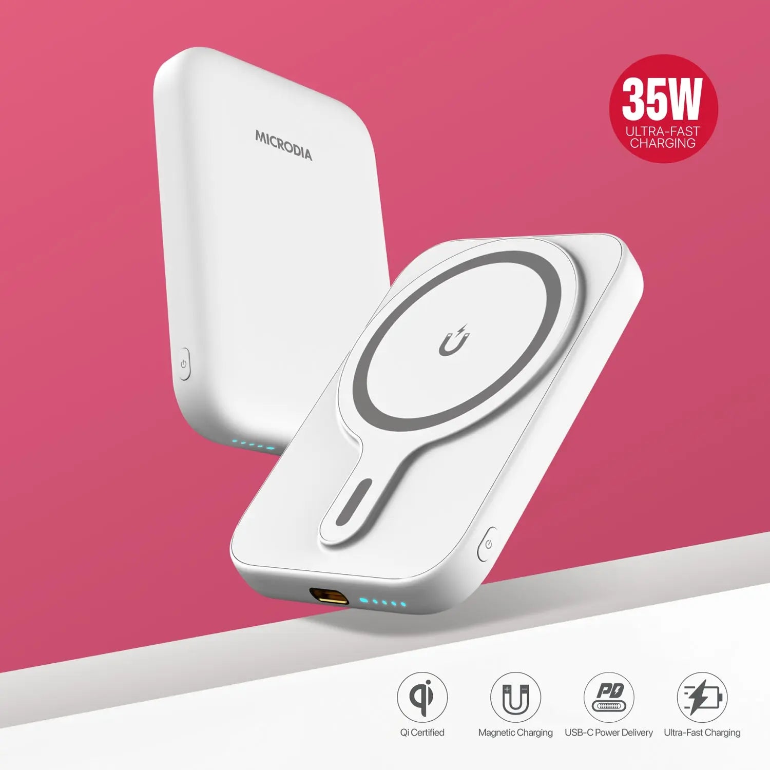MICRODIA SNAPPower™ Anchor, беспроводной магнитный внешний аккумулятор, 10000 мА·ч