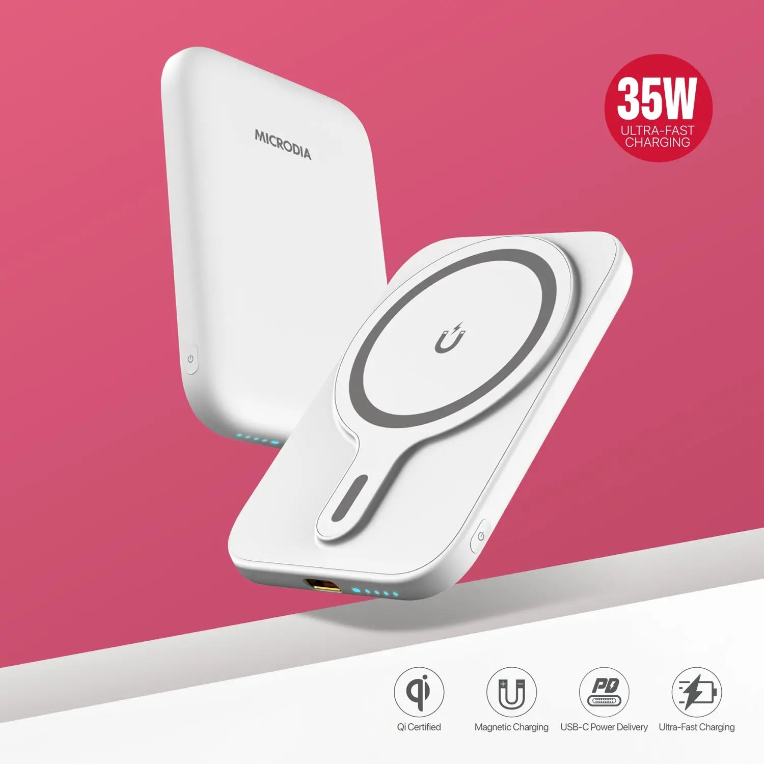 MICRODIA SNAPPower™ Anchor, беспроводной магнитный внешний аккумулятор, 5000 мА·ч