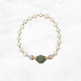 Beaded Jadeite and Pearl Bracelet 16cm