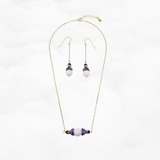 Enamel Lotus Tridacna Necklace and Earrings Set